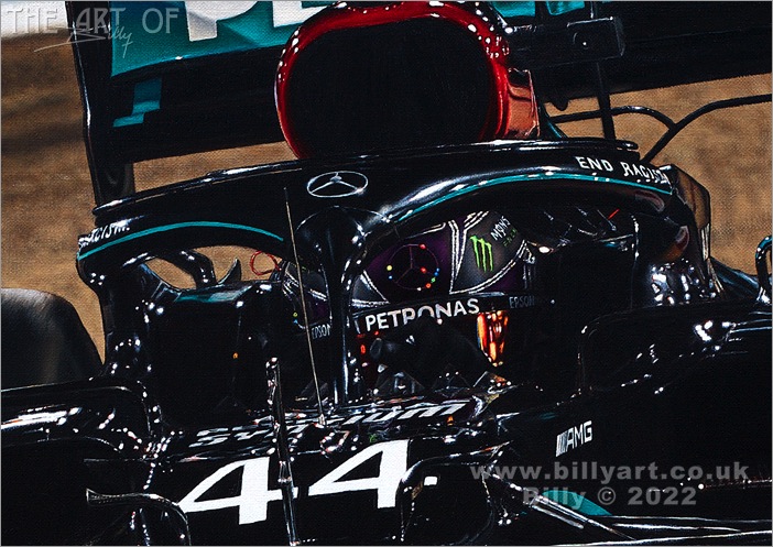 Lewis Hamilton Mercedes W11 Formula 1 Oil Painting by Billy Detail 1