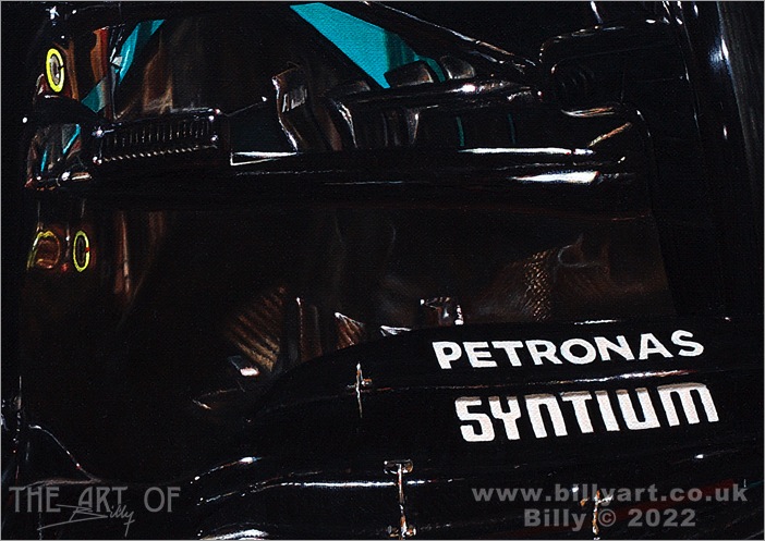 Lewis Hamilton Mercedes W11 Formula 1 Oil Painting by Billy Detail 2