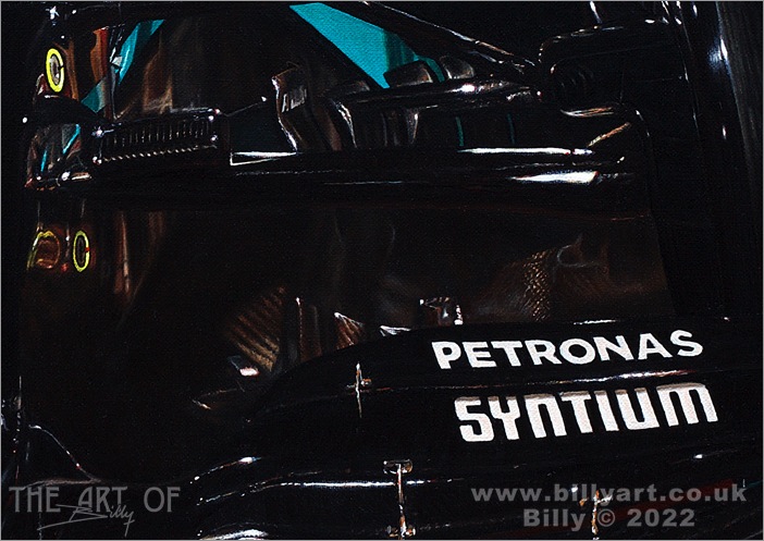 Lewis Hamilton Mercedes 2022 - R. Barbour Art - Impressão FineArt